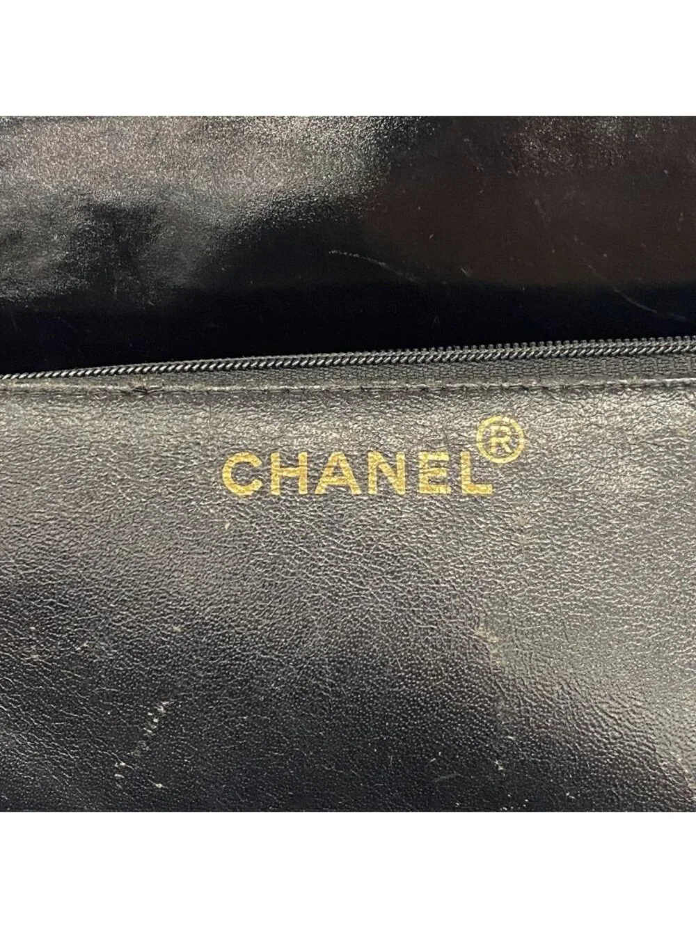 Chanel Tote Bag Quilted Patent Leather Black Gold